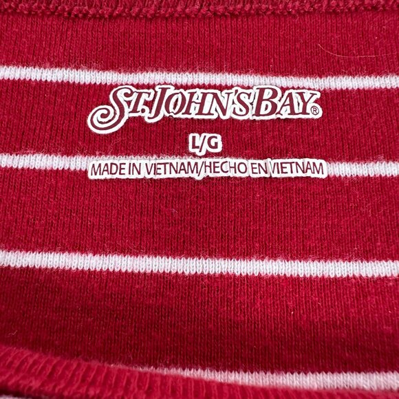 St. John's Bay Women's Striped Blouse Size L Red - Picture 3 of 5